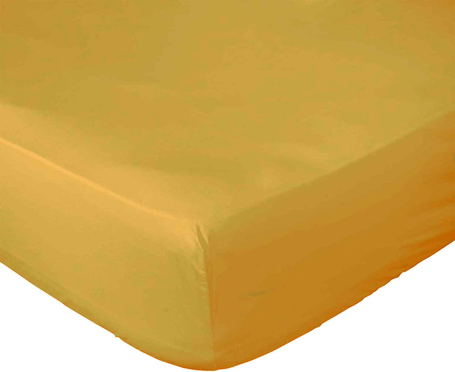 JAUNE - Drap Housse percale de coton jaune 200x200 cm
