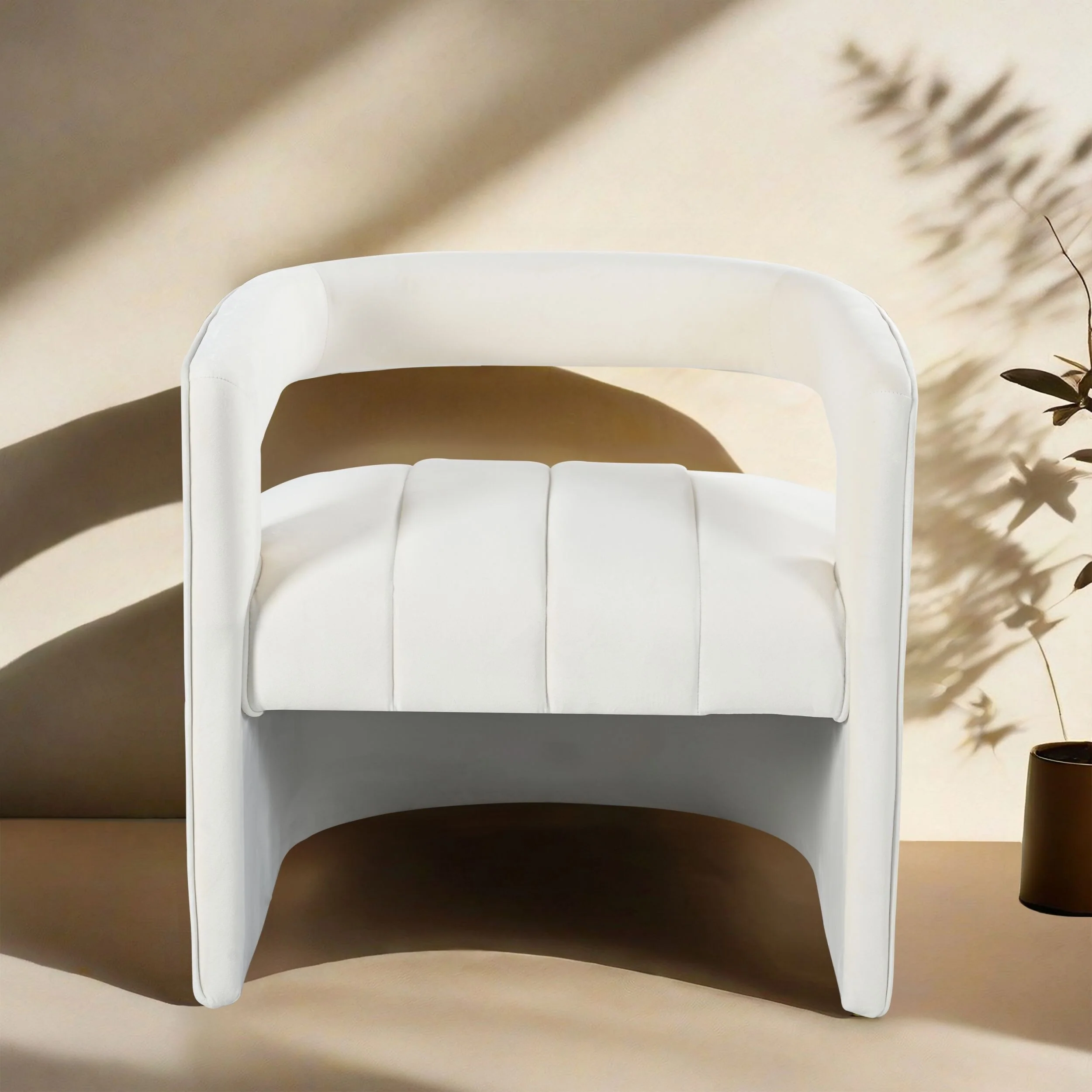 Modern Style Armchair with Ribbed Detail