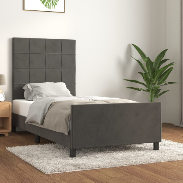 Łóżko tapicerowane rama łóżka ze stelażem szare aksamitne 80x200 cm