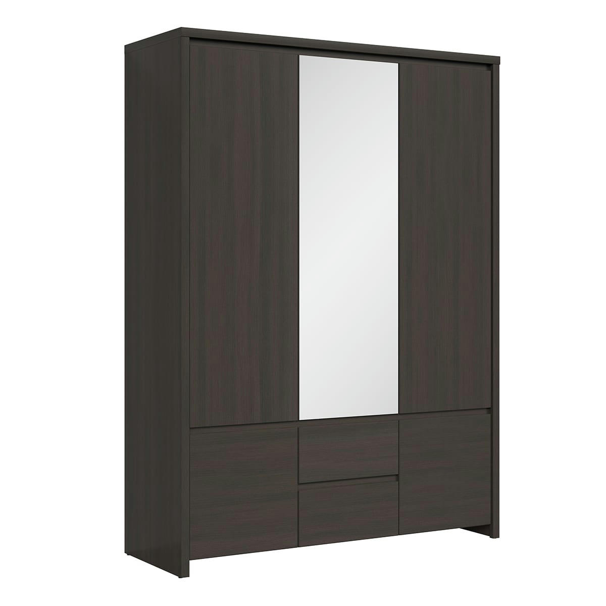 - Armoire 3 portes panneaux agglomérés naturel foncé