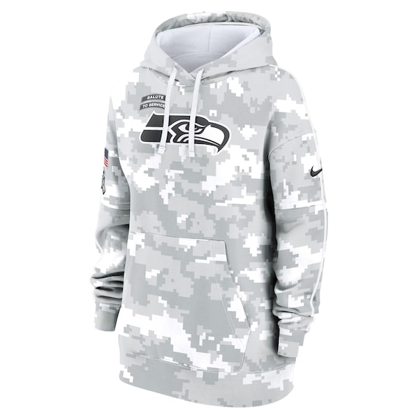 Seattle Seahawks Nike Women's 2024 Salute To Service Club Fleece Pullover Hoodie - Arctic Camo