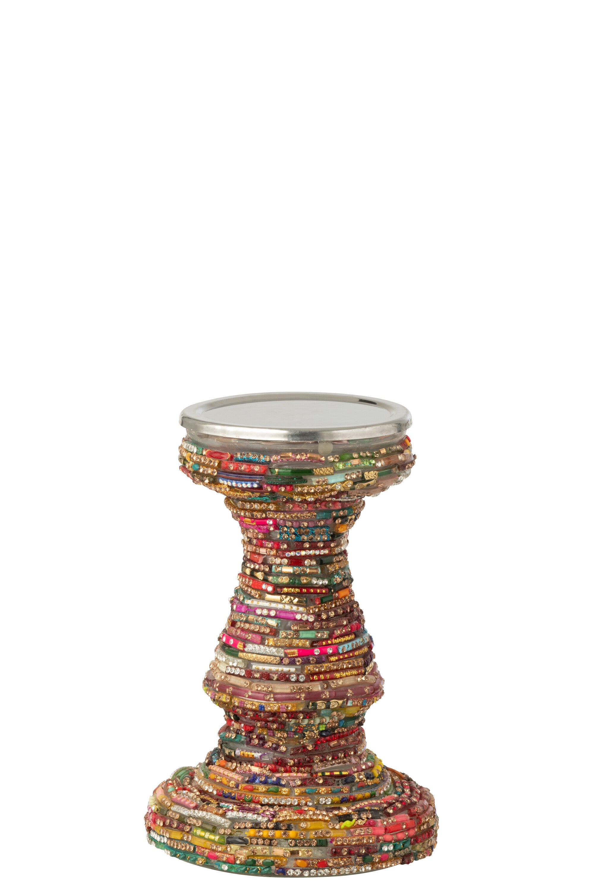 J-Line kandelaar Kralen - glas - roze/goud
