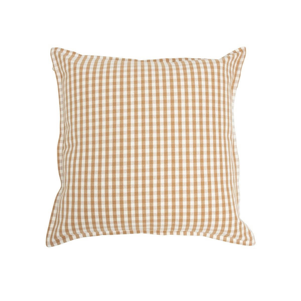 PAR AMOUR - Coussin en coton imprimé Vichy beige 50x50