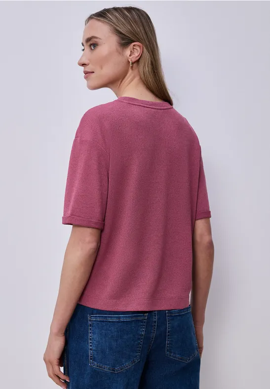 T-Shirt mit Rundhals im Strick-Look