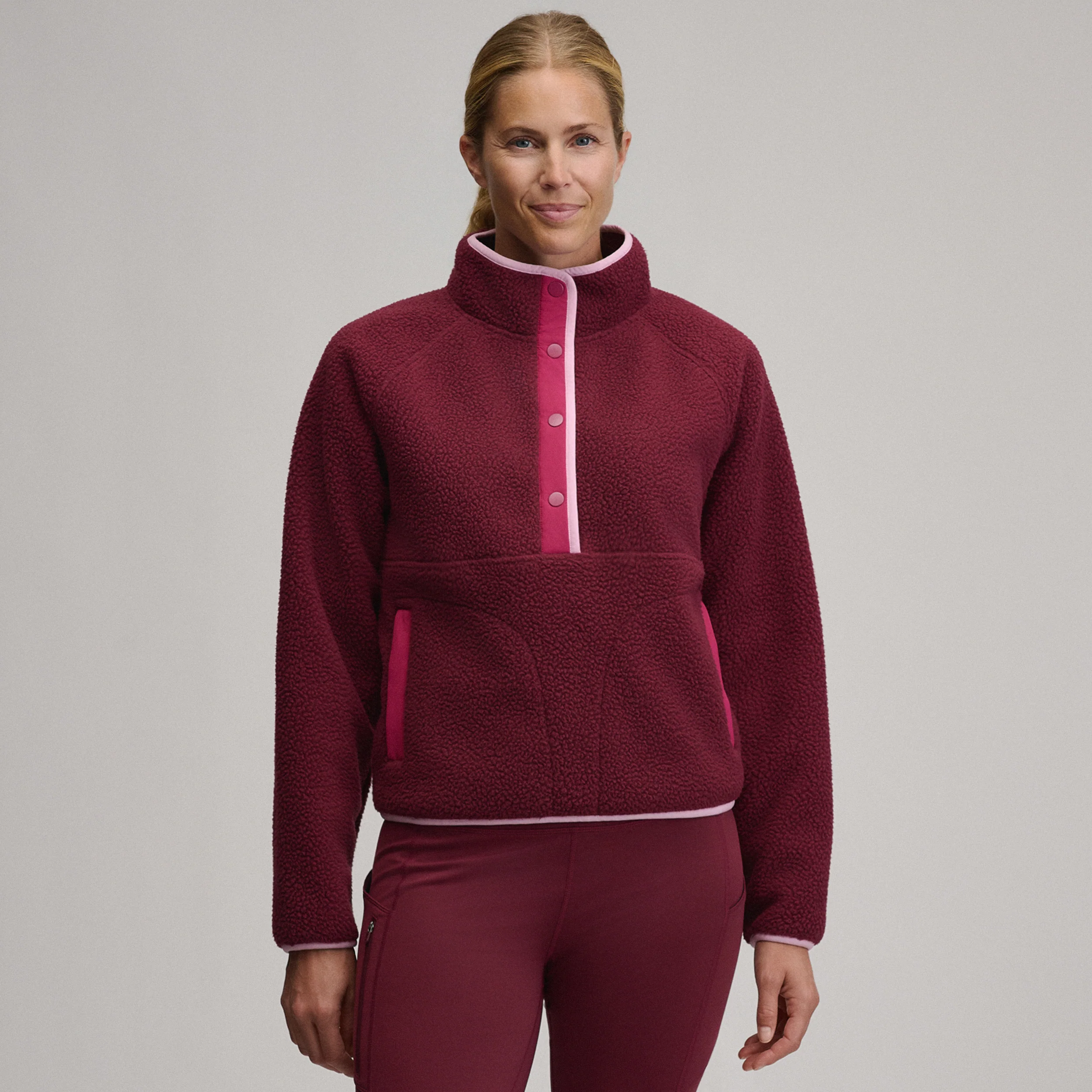 Women's Plush Fleece Snap-Mock Pullover