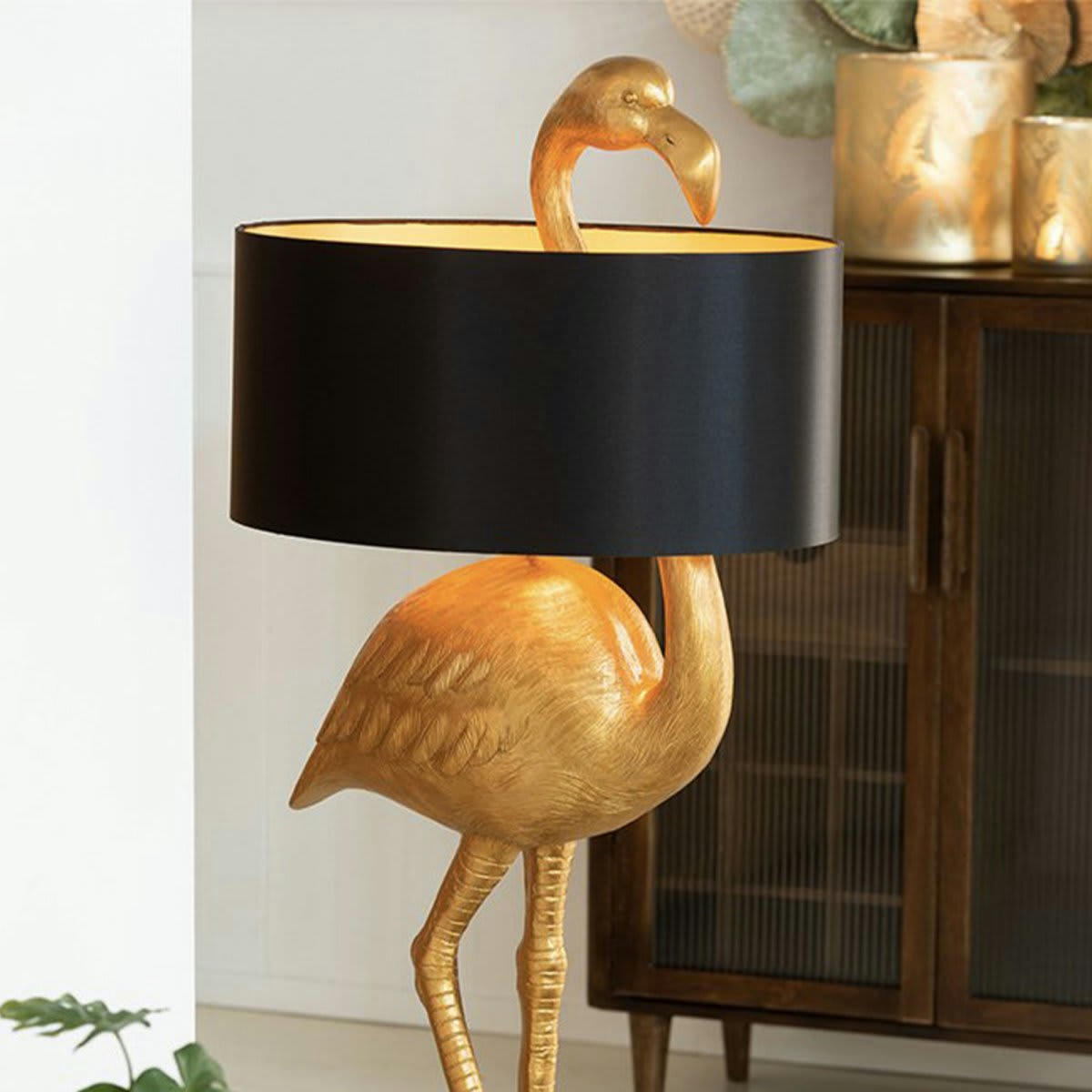 FLAMANTO - Lampadaire art déco résine flamant rose