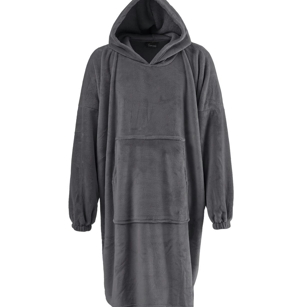 KAPRA - Poncho polaire à capuche doux & chaud  silver grey Taille Unique