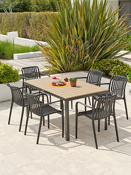 Ensemble repas de jardin 6 places en aluminium- BOSTON