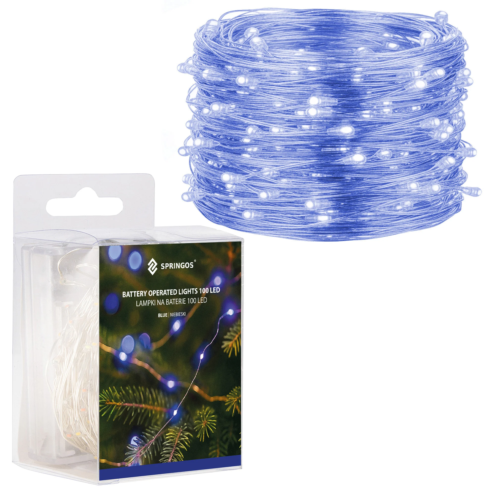 Lampki choinkowe 100 LED druciki mikro na baterie