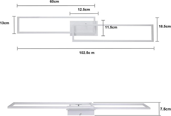NETTLIFE Plafonnier LED Blanc Cadre Moderne 32W 3000K
