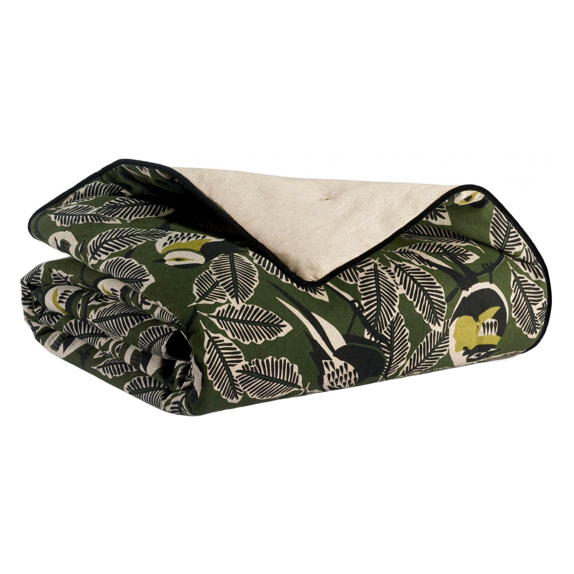 ZAZU CHAMBRAY - Plaid  en coton olive 135 x 200