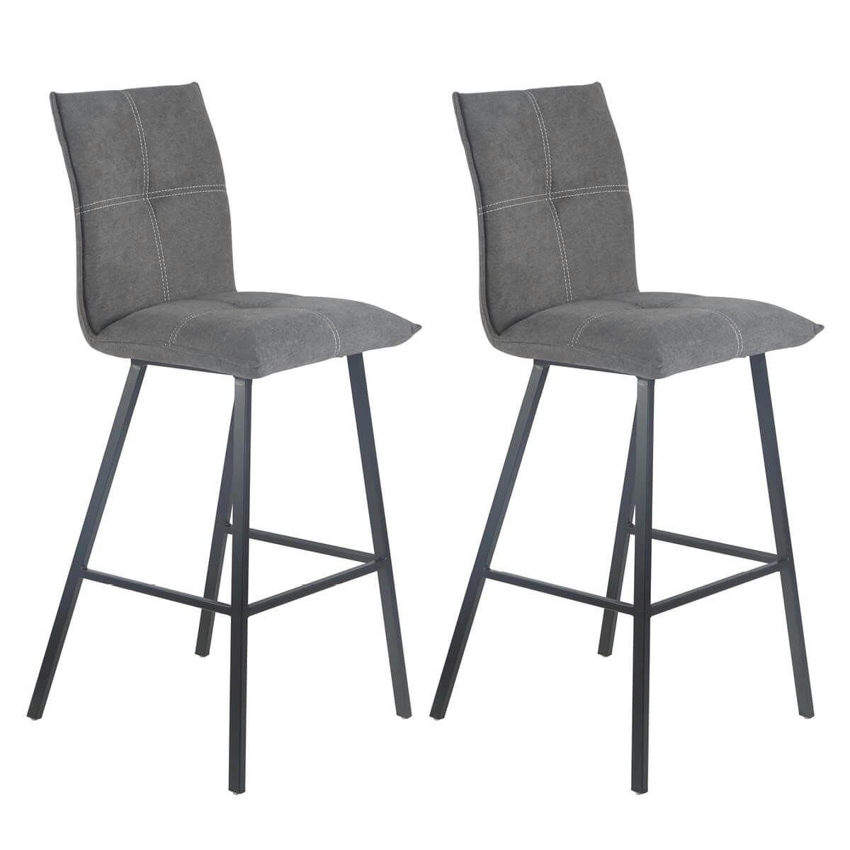 LAGOS - Lot  de 2 tabourets gris anthracite assise h76cm