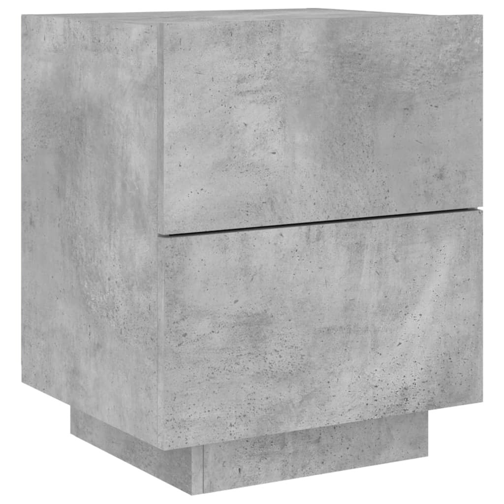 Szafka Nocna Stolik Komoda Szara z Szufladą z LED Do Sypialni 45x40x55 cm