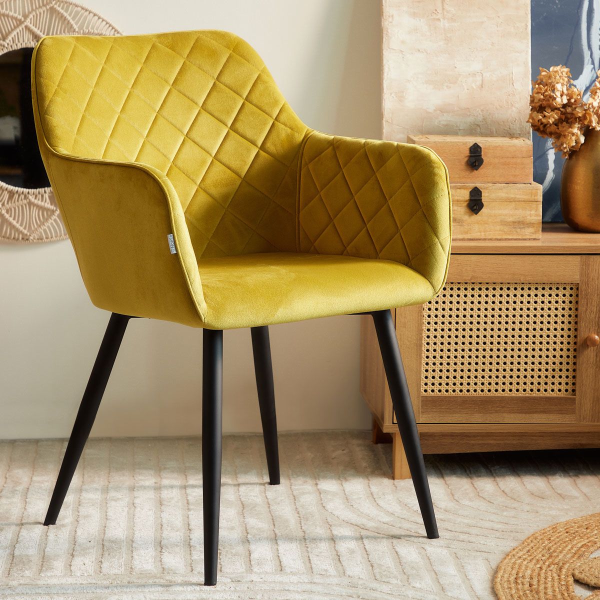 Krzesło SHELTON welurowe musztardowe 56x60x84cm