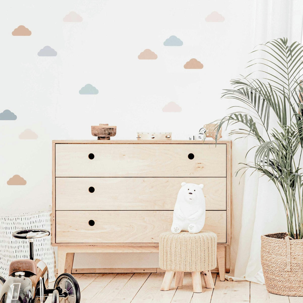 CLOUDS2 - Stickers muraux en vinyle nuages bleu et beige