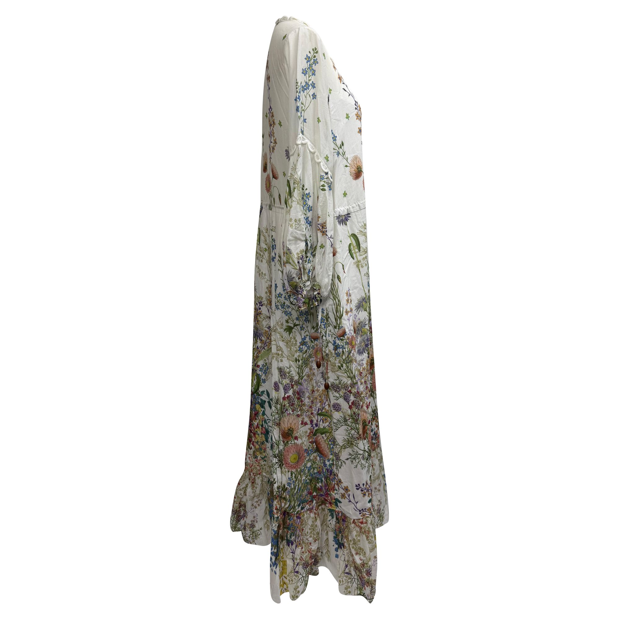 Charo Ruiz Preloved Floral Print Long Dress in Multicolor Cotton