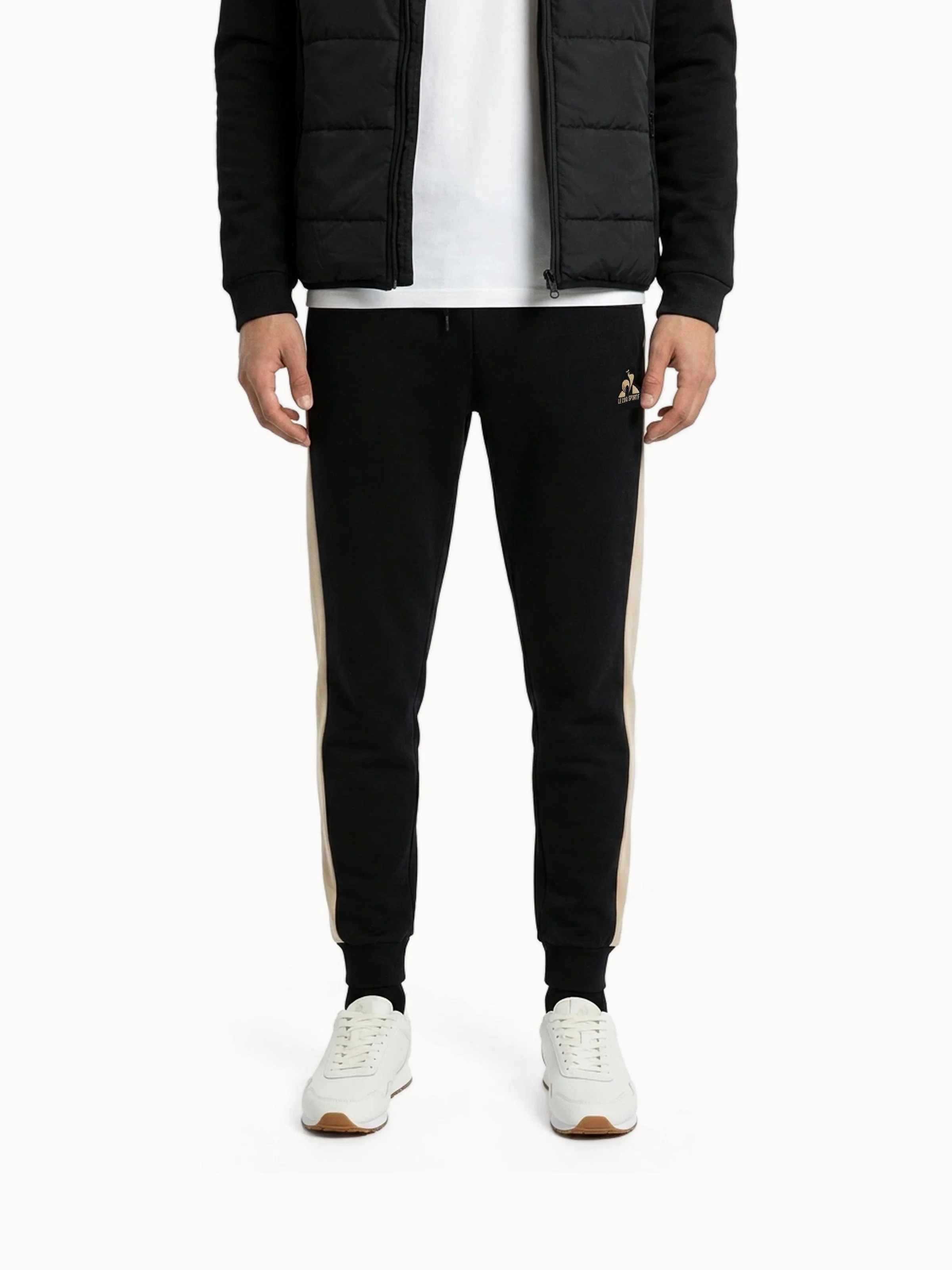 Pantalon double face avec bandes côtées contrastées