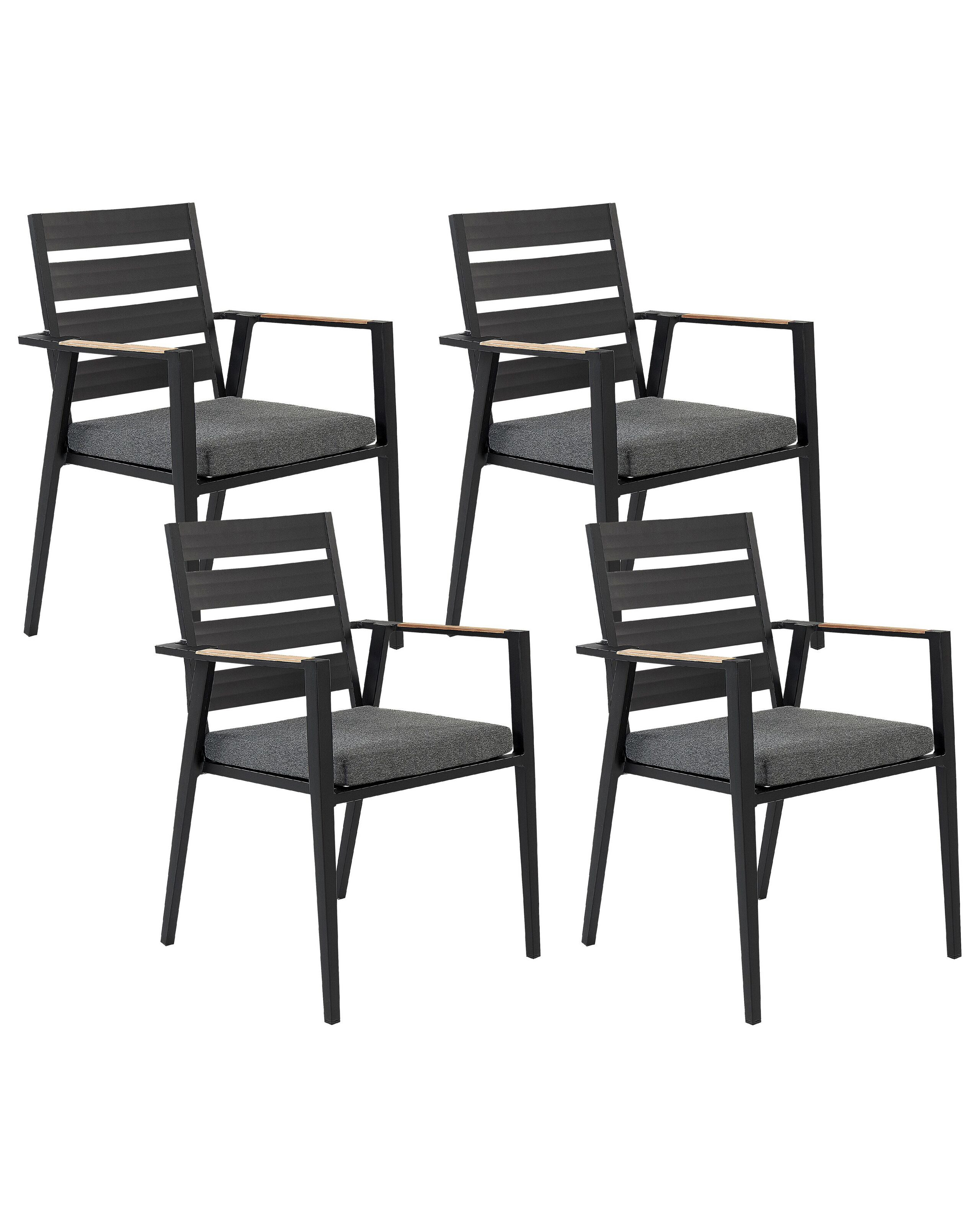Zestaw 4krzeseł czarny aluminium ogród