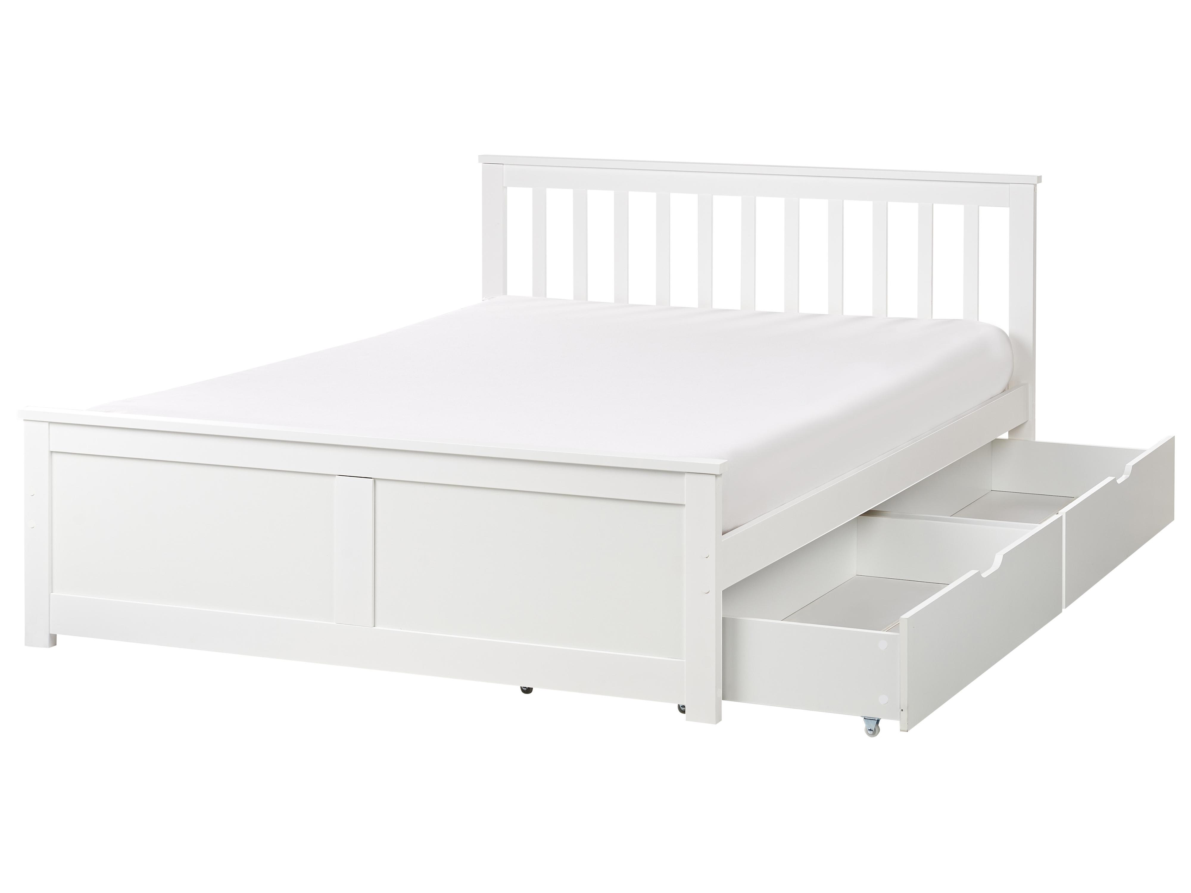 Bed with 2 Drawers Pine Wood OLENDON 140 x 200 cm (EU Double) White