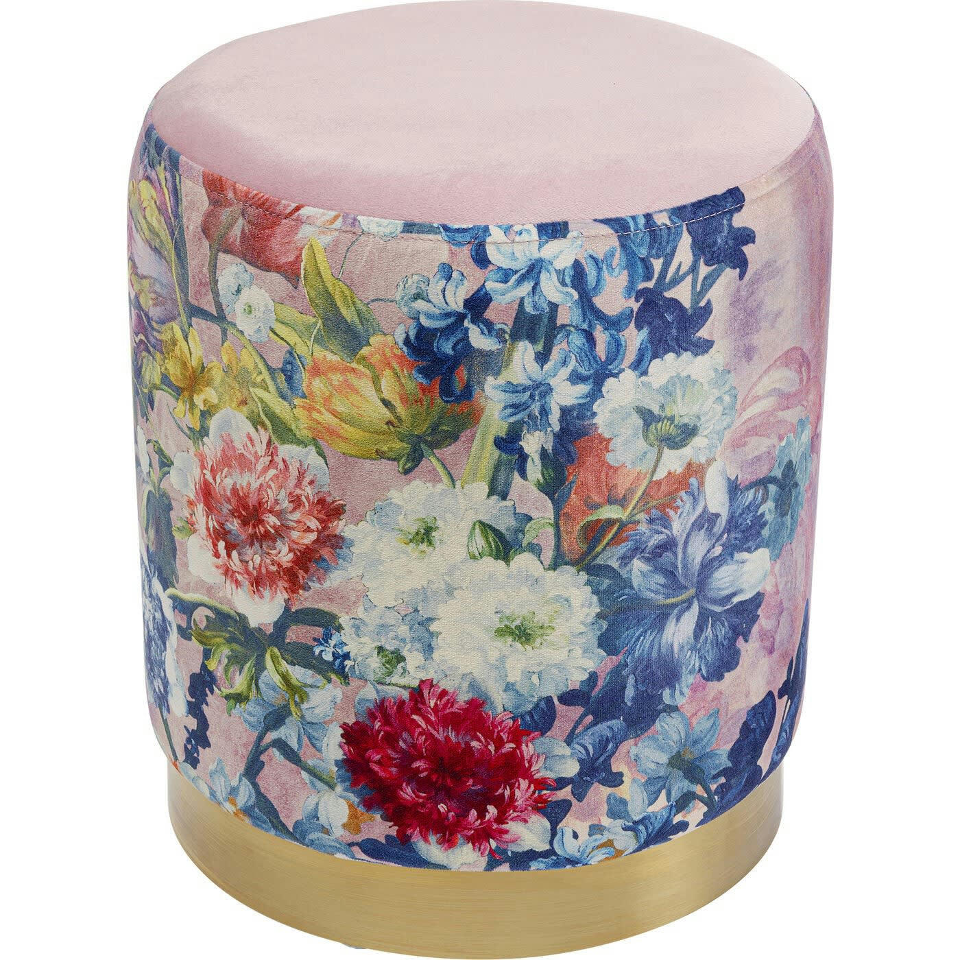 CHERRY - Tabouret Cherry rose fleurs et laiton Kare Design