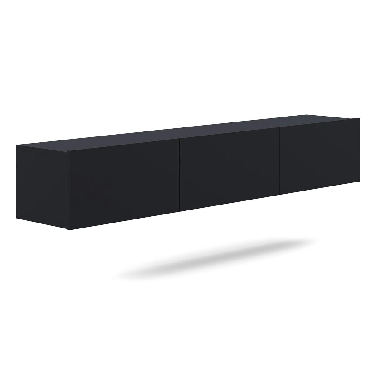 - Meuble tv mural 3 portes 180 cm noir