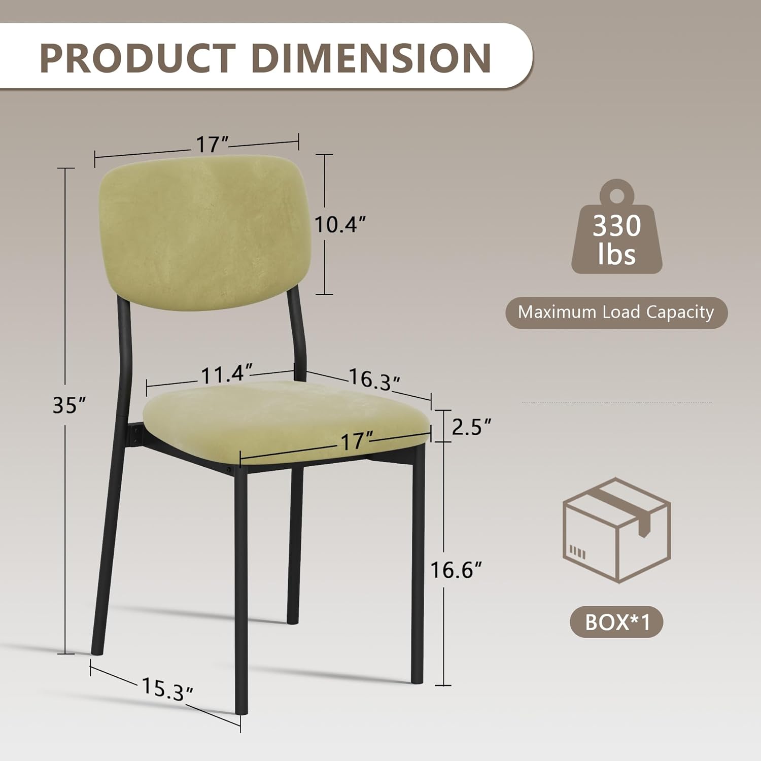 Einhomn Upholstered Dining Chairs Set of 2, Stackable Modern Dining Room Chairs, Kitchen Chairs w/Soft Velvet Backrest & Sturdy Metal Legs for Restaurant, Living Room, Light Green