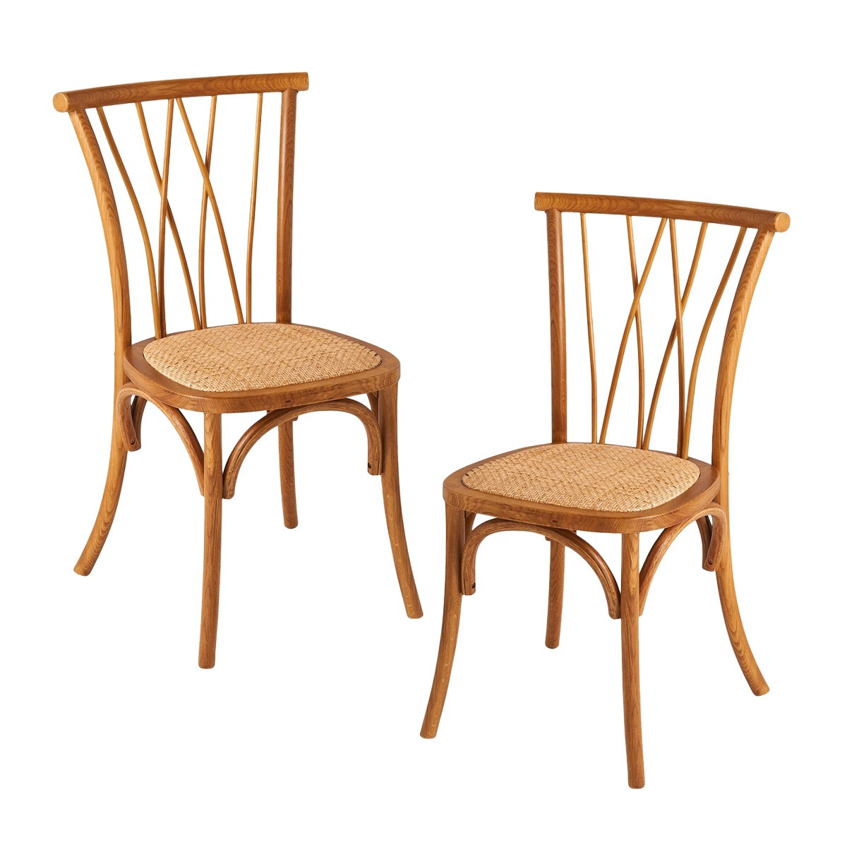 Signature - OLYMPIA Set van 2 eiken stoelen - Naturel - 46x45x77 cm