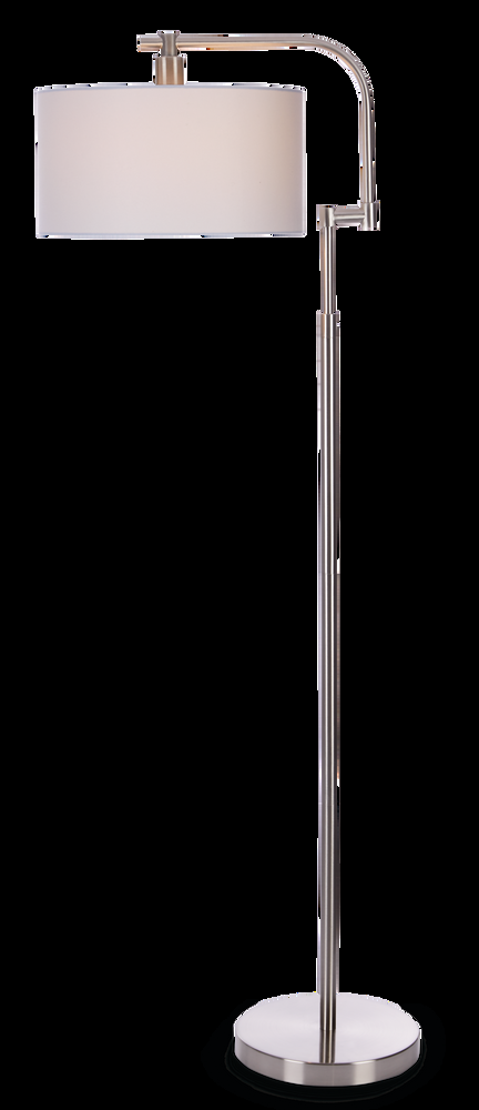CANVAS Rowan Warm White Fabric Shade Floor Lamp, 66-in, Brushed Nickel