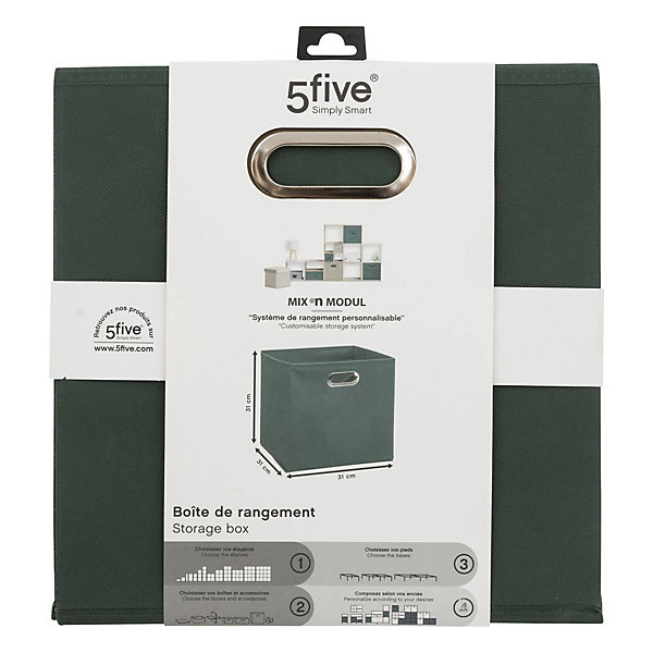 Panier tissu 31x31 cm Vert Kaki Mix N' Modul - 5Five