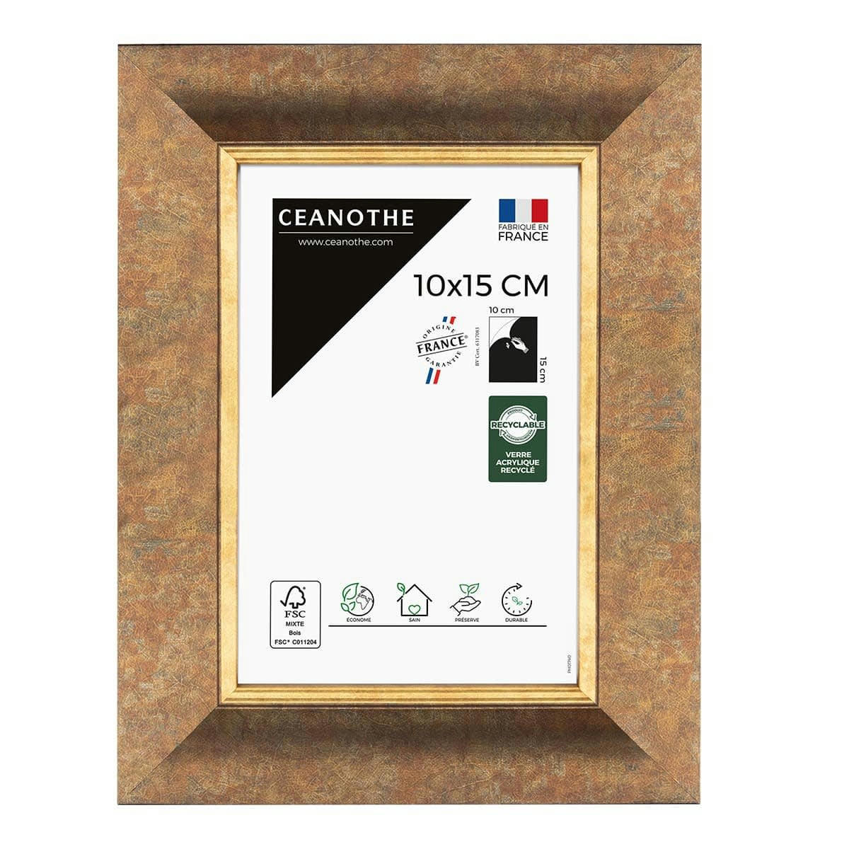 HADES - Cadre photo filet doré 10x15 cm résine recyclée