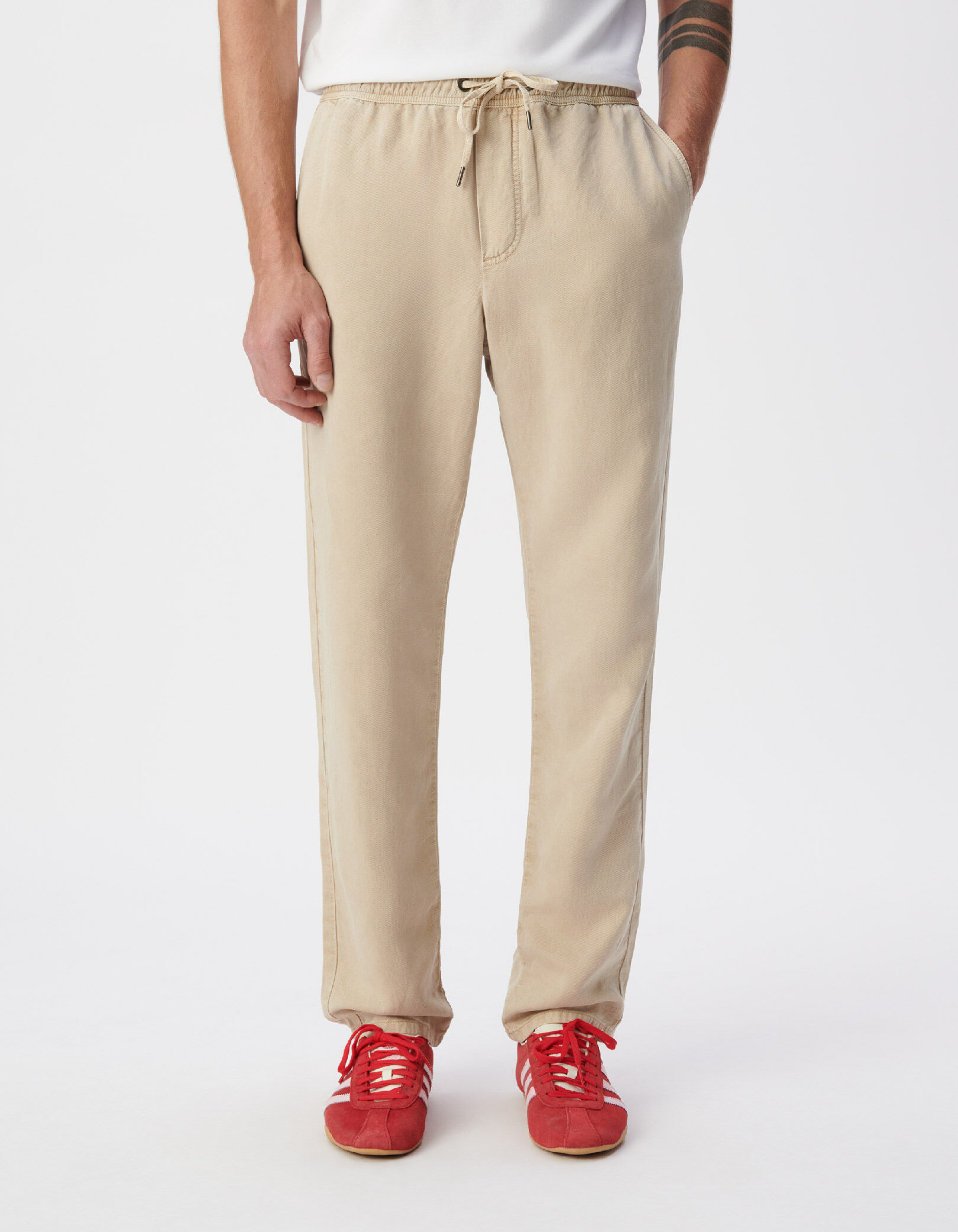Jogpant comfort beige taille élastiquée Homme