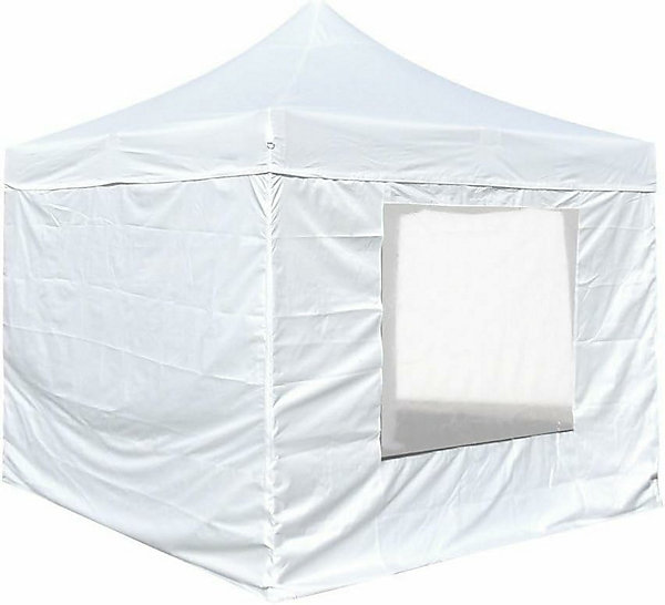Murs pour tonnelle pliante4,5 x 3 m - Lot de 4 parois avec porte et fenêtres -Polyester -Blanc