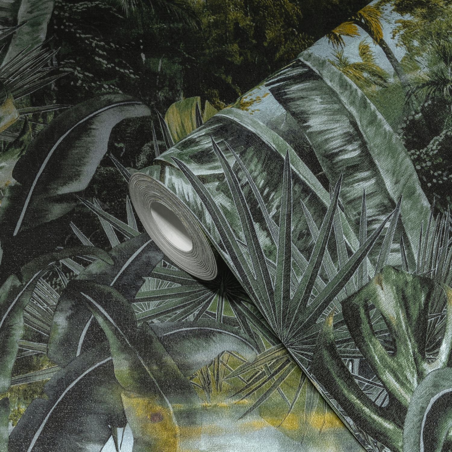 Livingwalls behang jungle-motief groen, groen en blauw - 53 cm x 10.05 m - AS-383561