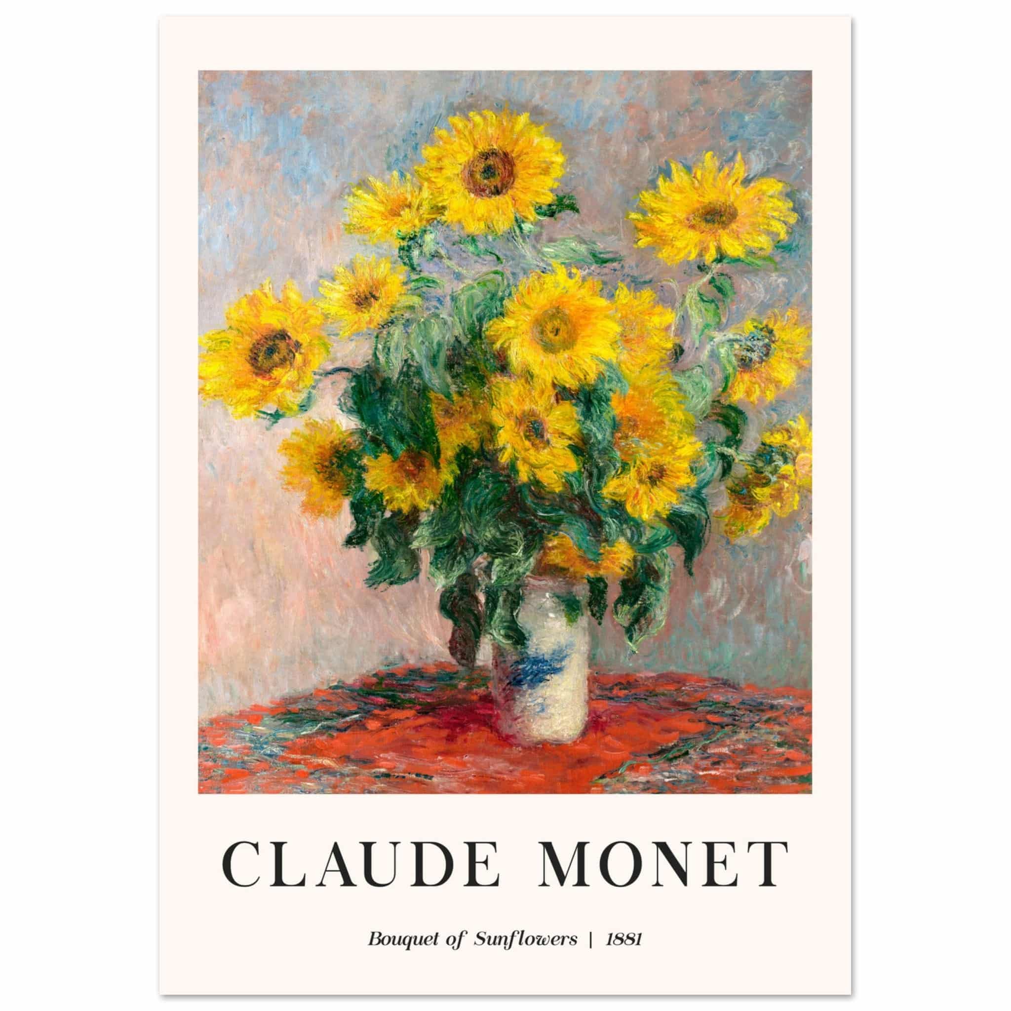 Artfulprints Poster Claude Monet - Bouquet of sunflowers  - A4 21x29.7 cm - Geel