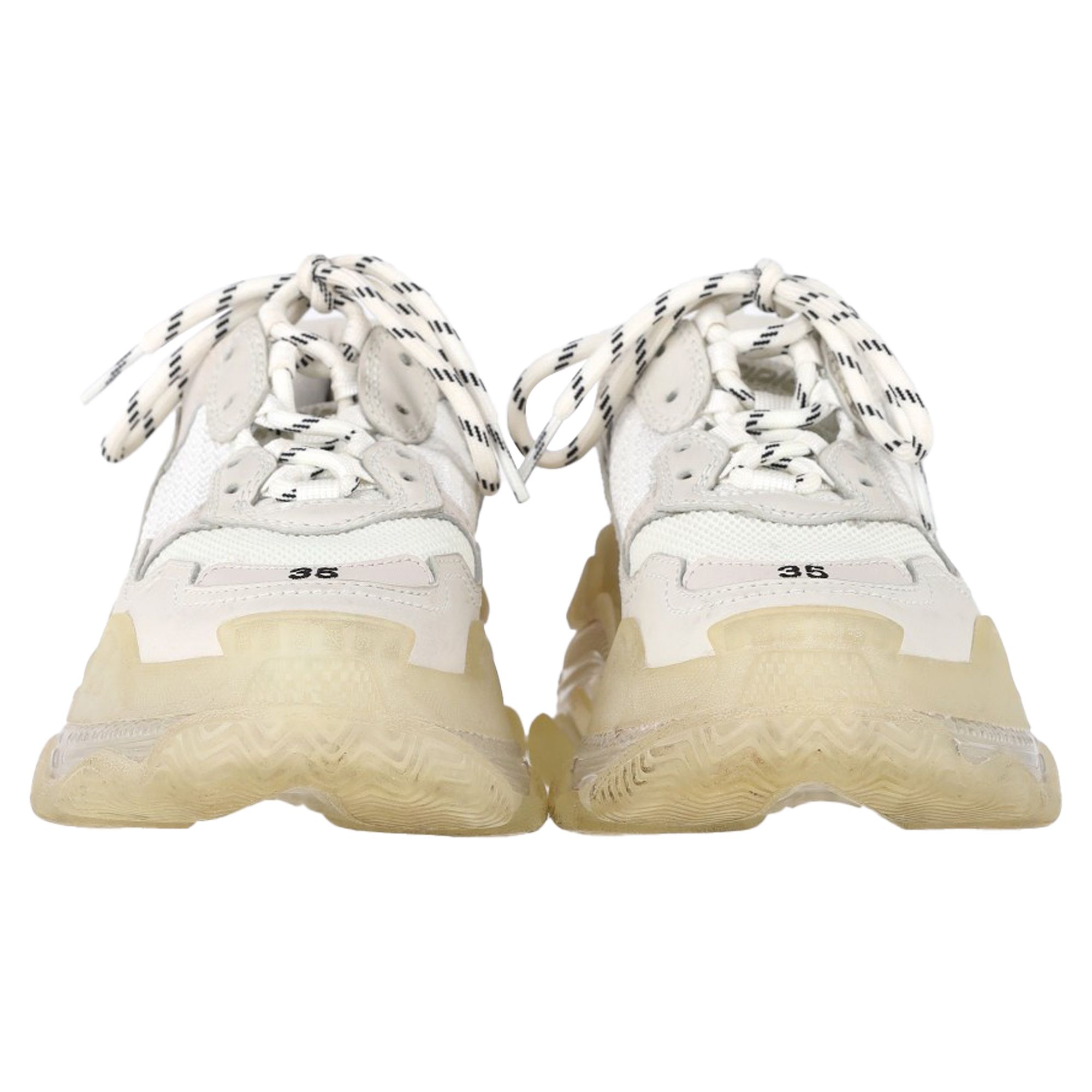 Balenciaga Preloved Triple S Clear Sole Sneakers in White Polyester