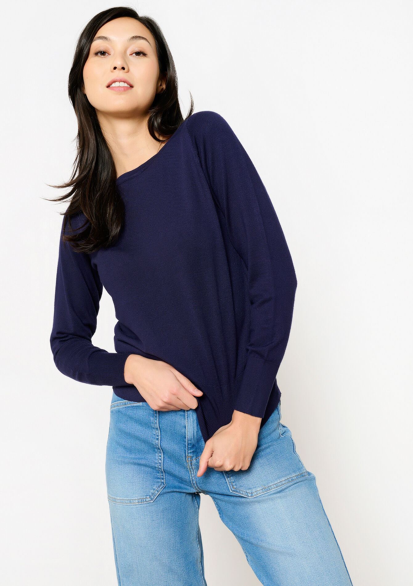 Basic trui met boothals