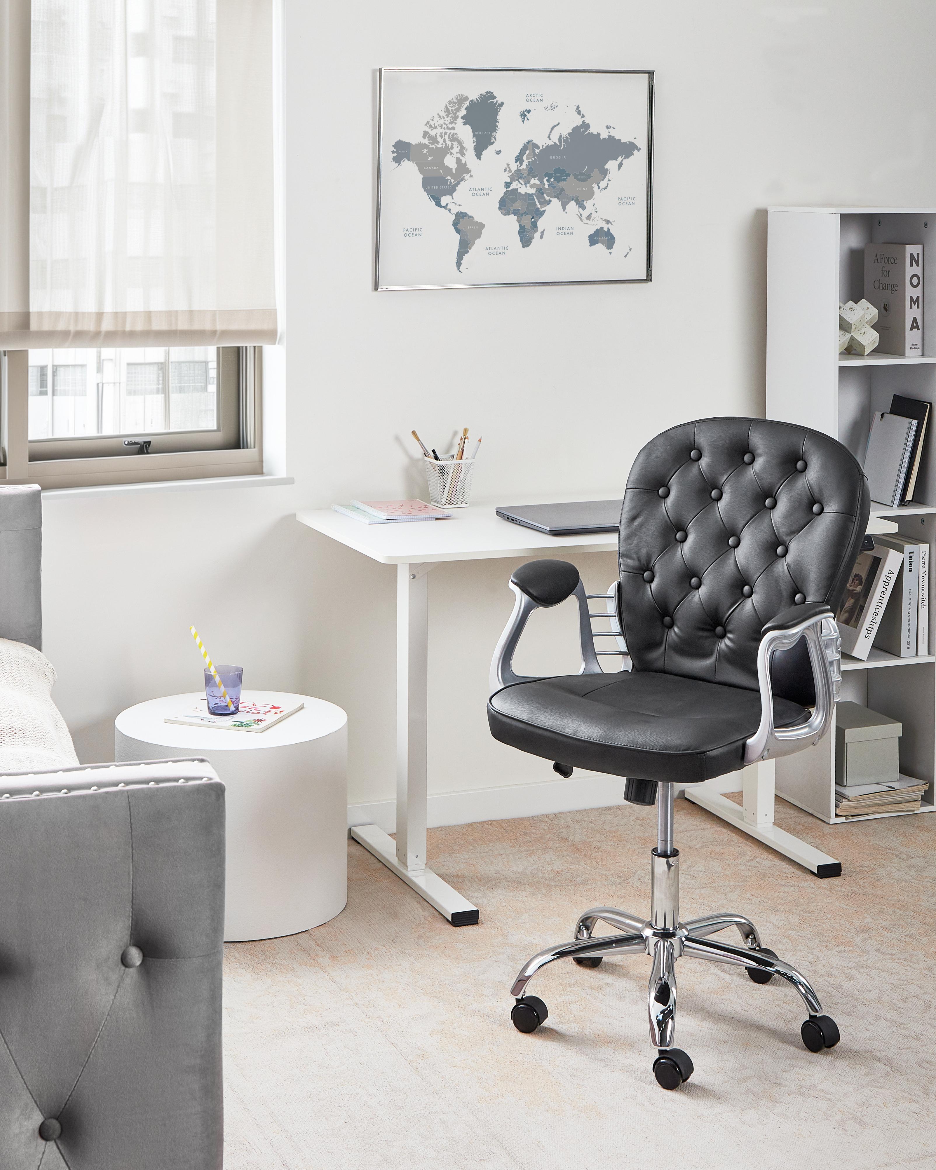 Desk Chair PRINCESS Faux Leather Black