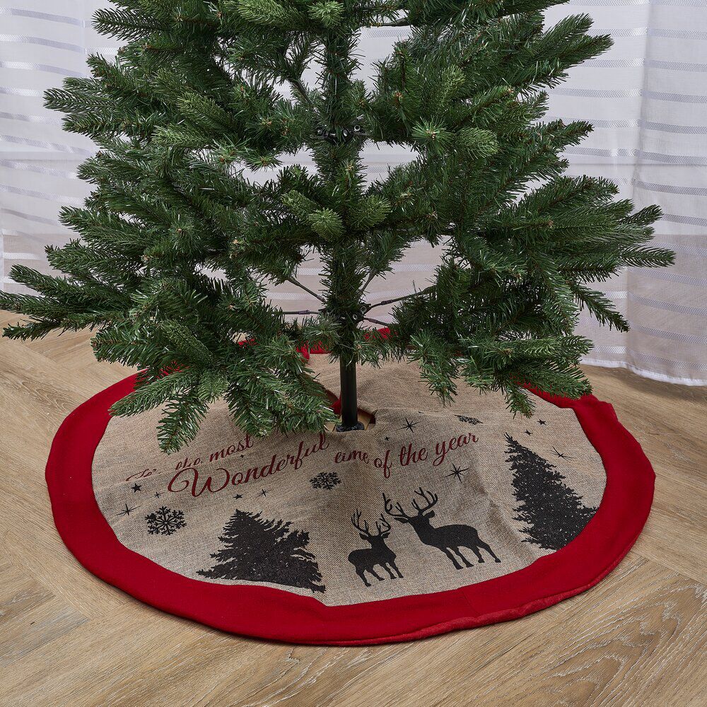 Tour de sapin en jute motif de No&euml;l