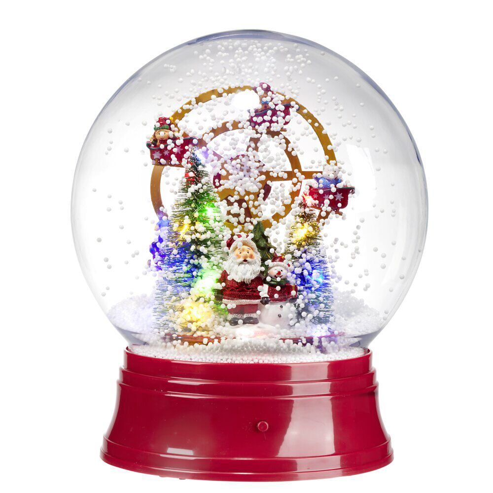 Boule à neige animée LED scène Père No&euml;l musical Ø25xH30cm