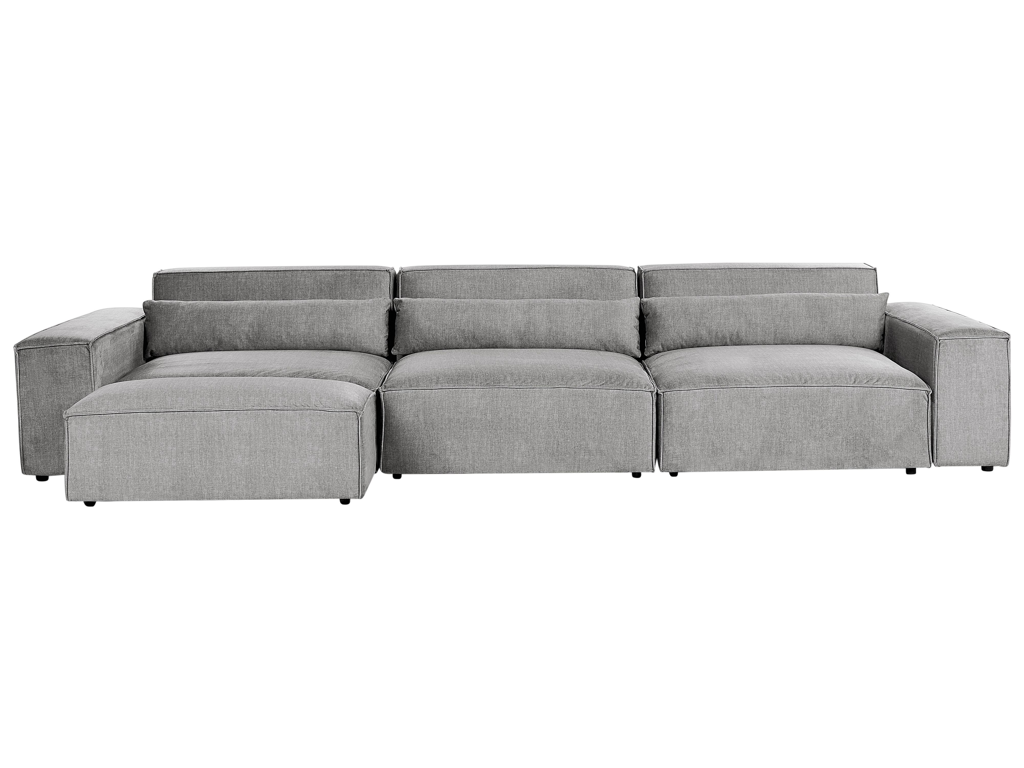 Modular Sofa 3 Seater HELLNAR Fabric Grey with Ottoman