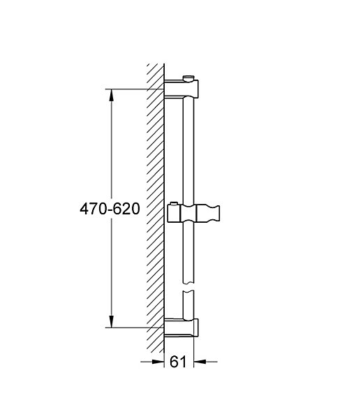 Barre de douche avec support douchette réglable 62 cm chrome Grohe Vitalio