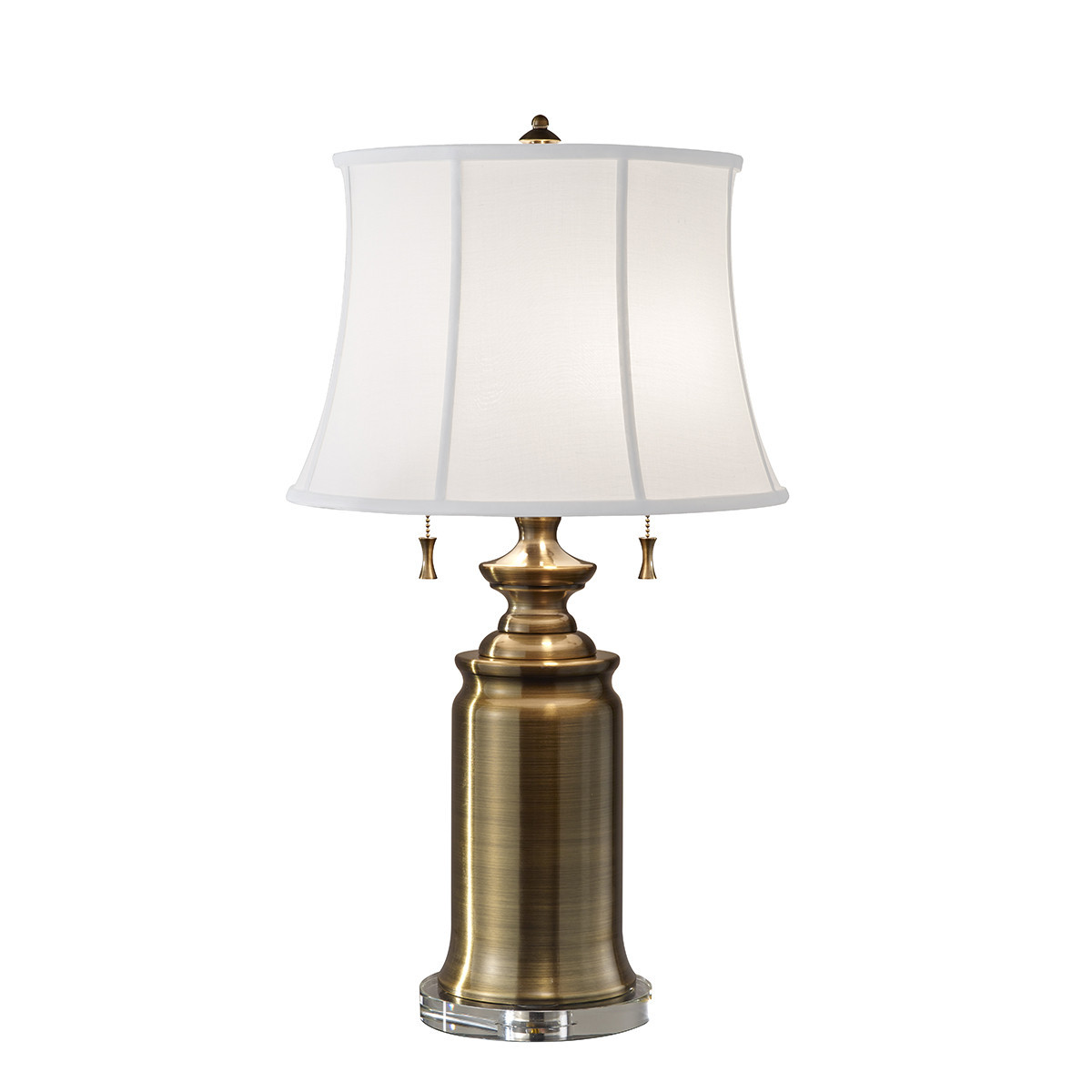 Lampa stołowa z abażurem ciepły mosiądz-biała Stateroom 2xE27x60WFeiss