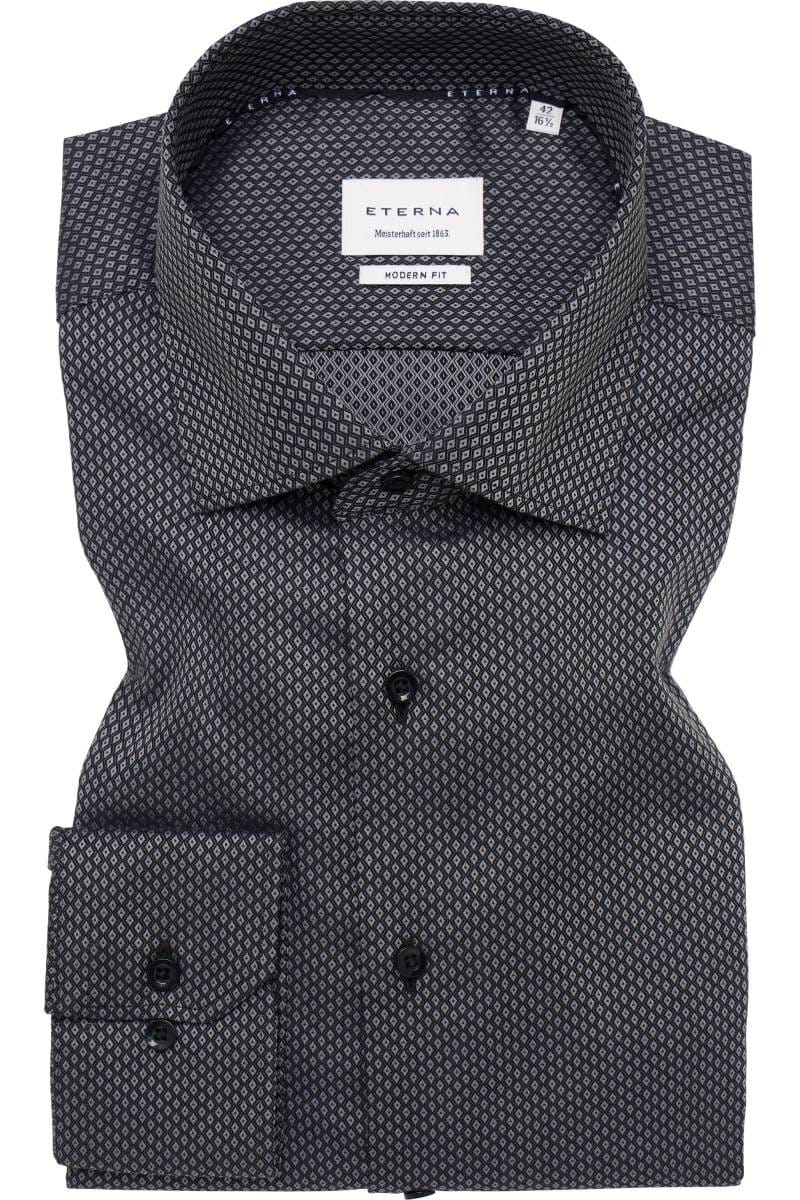 ETERNA Modern Fit Hemd anthrazit, Strukturiert (super langer Arm)