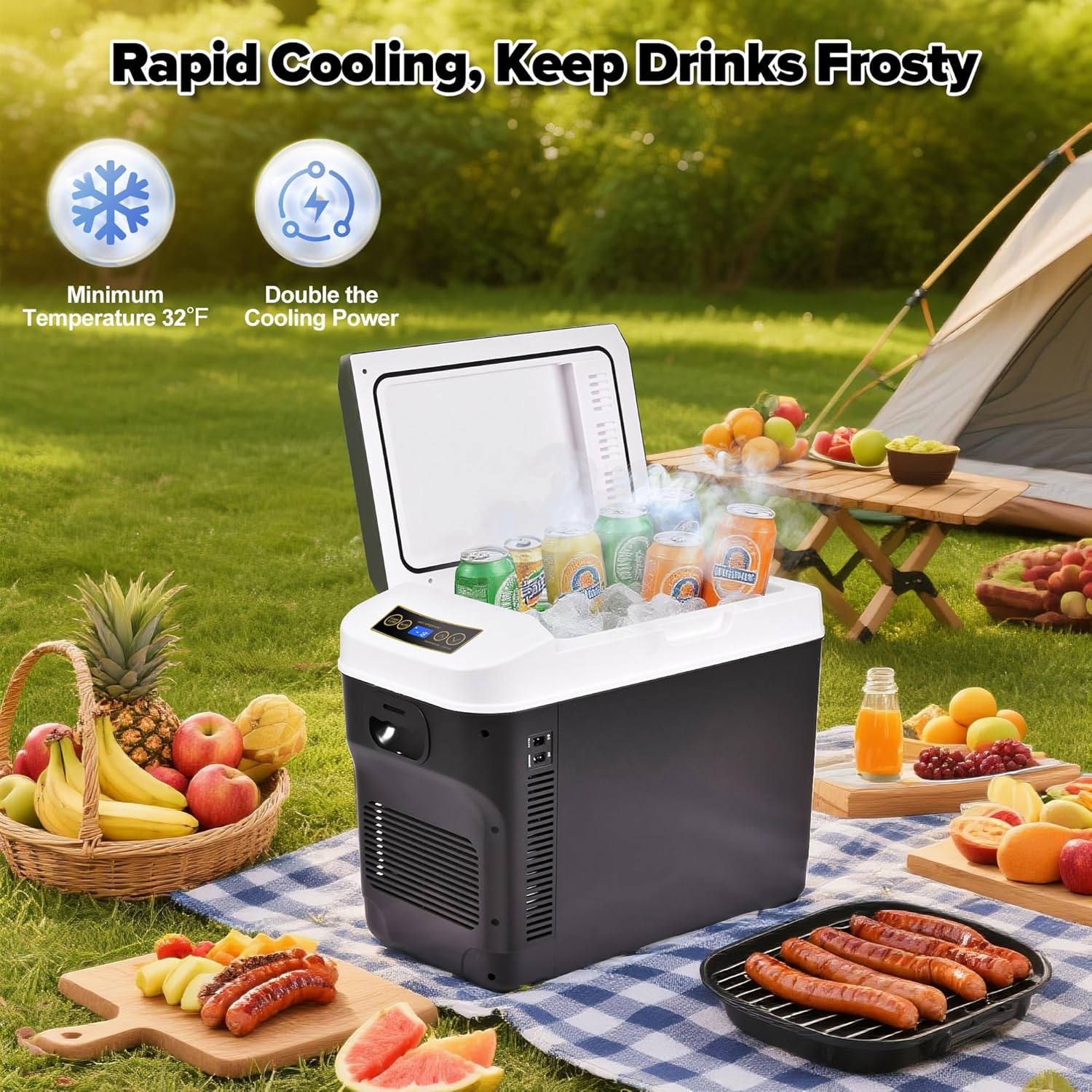 advwin 12 Volt Car Refrigerator 31Quart(30L) Electric Cooler/Warmer, Plug In Car Cooler with 110V AC Home Power Cord & 12V Car Adapter, Portable Refrigerator for Camping, Travel, RV