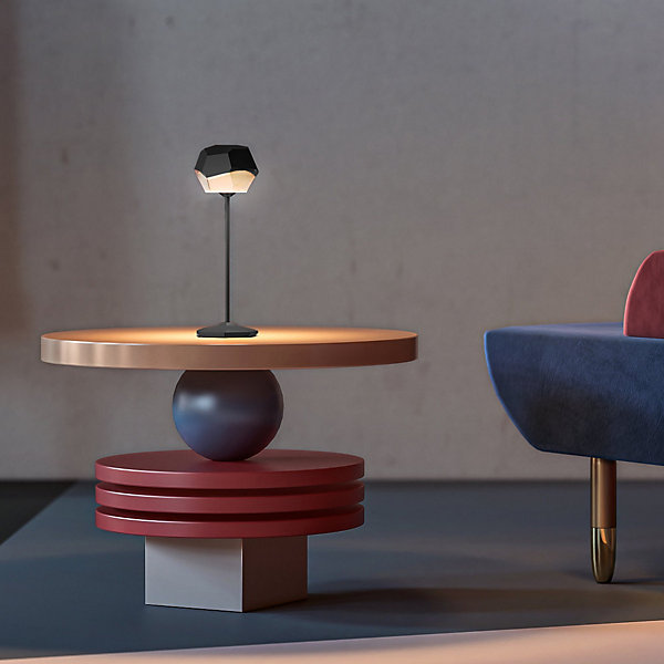 Lampe de table touch sans fil aluminium STONE Noir H33cm