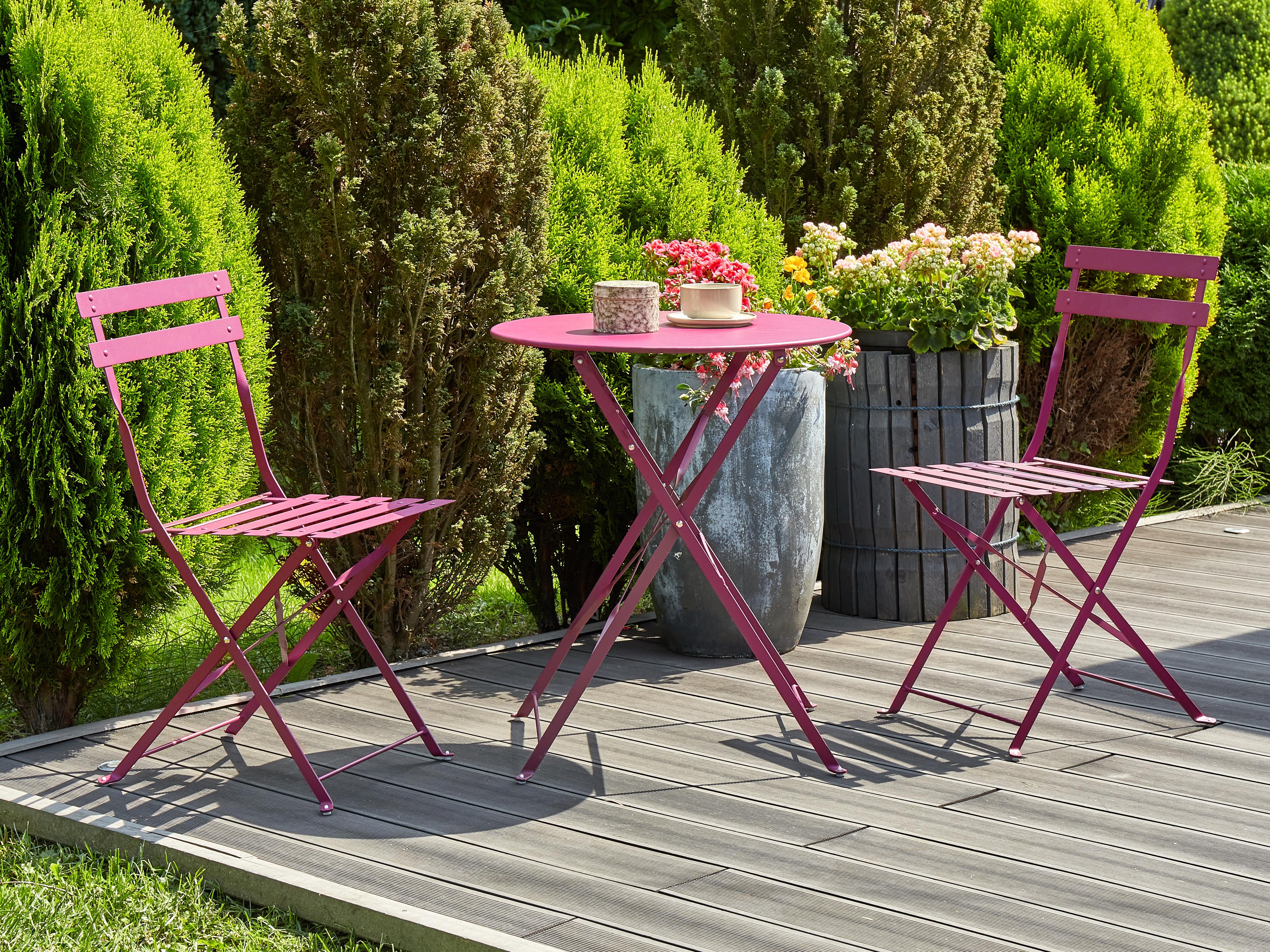Bistro Set Folding FIORI Metal Burgundy