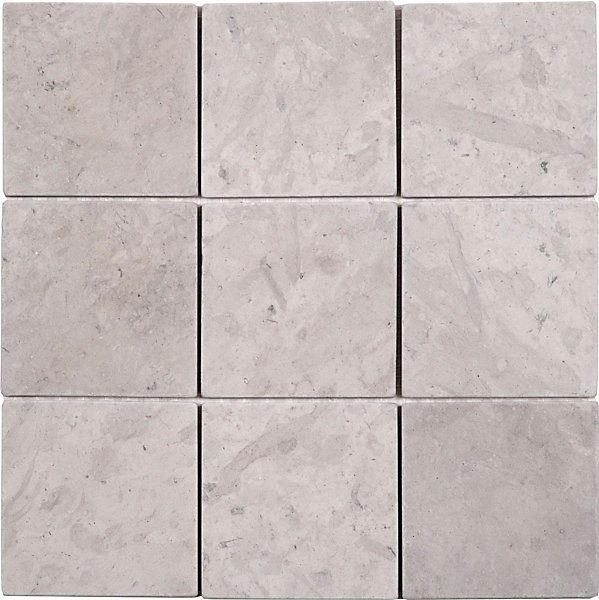 Mosaique de Marbre Gris Clair Adouci 9,8X9,8 Cm - vendu par plaque de 30 X 30 cm -
