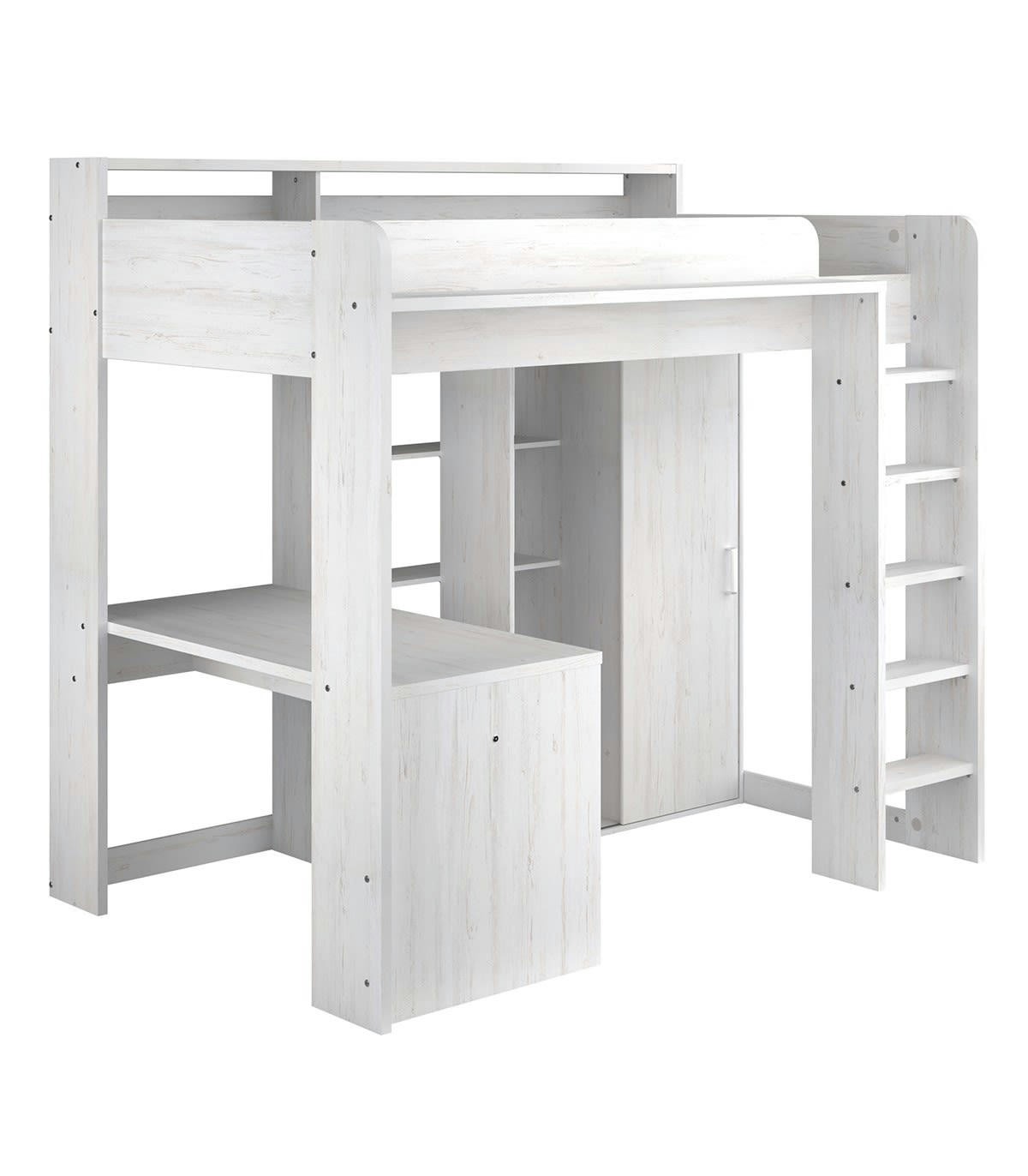 PIERRICK - Lit mezzanine avec son bureau et sa penderie 90 x 200 cm