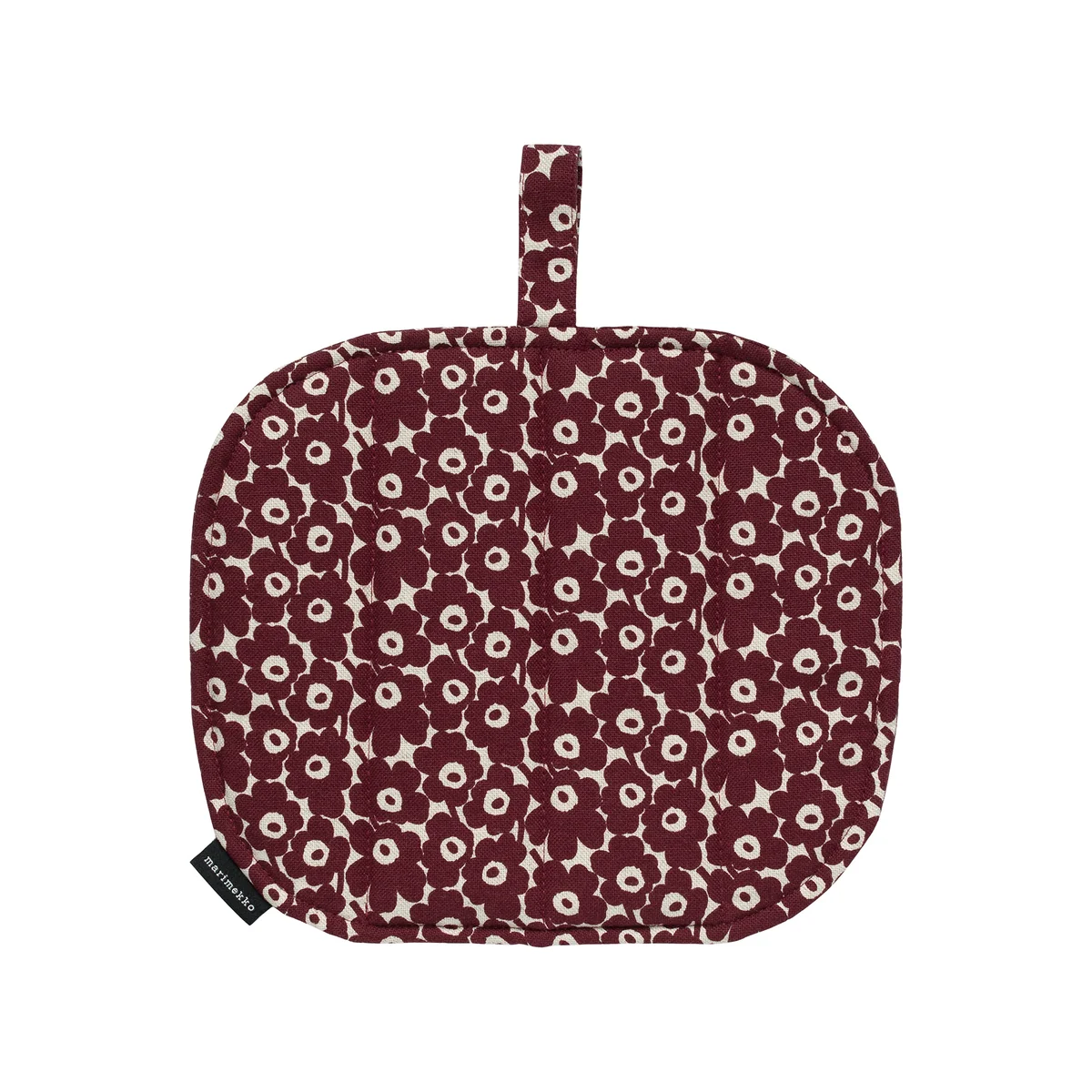 Marimekko - Pikkuinen Unikko Topflappen, leinen / burgundy