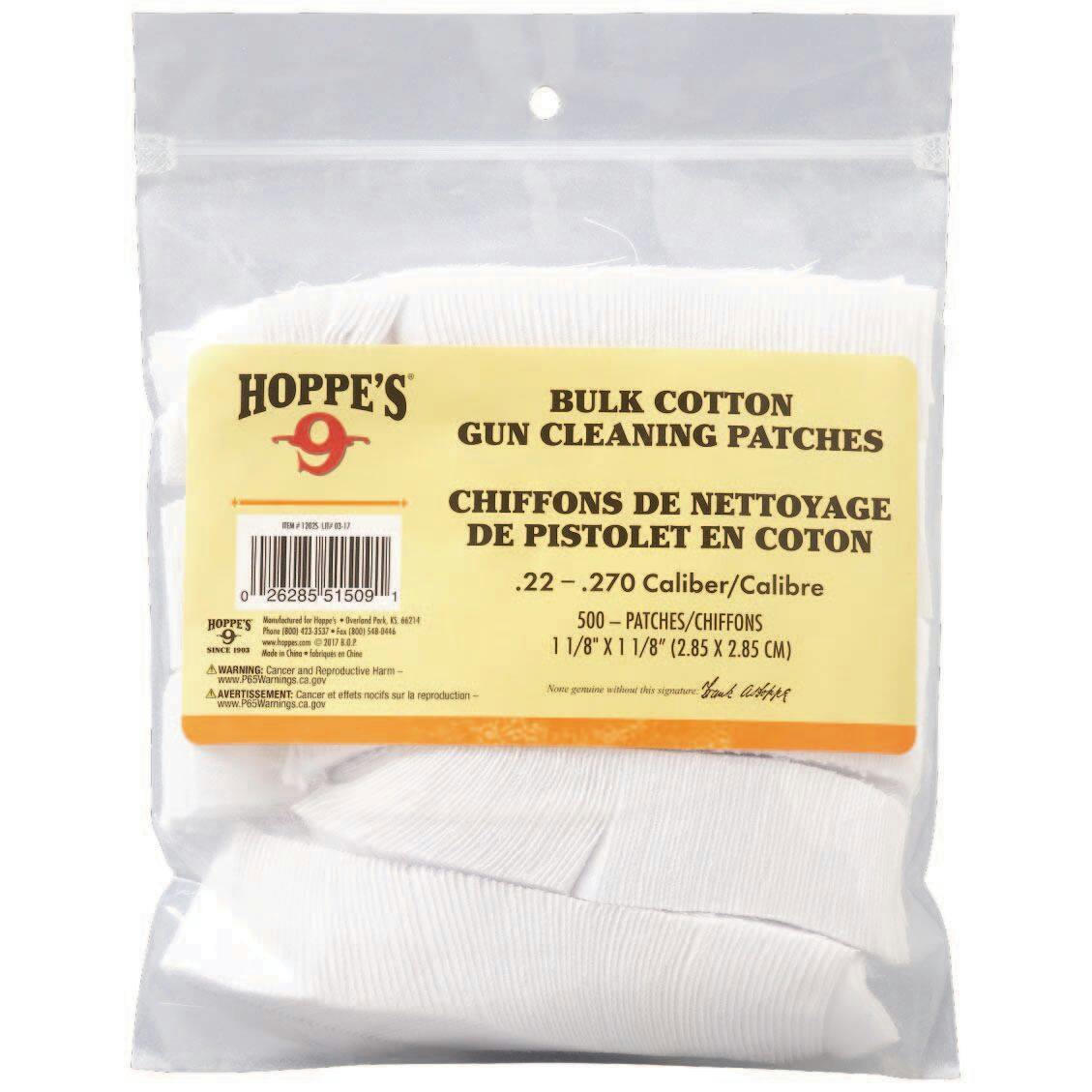 Hoppe's Hunting Gun Cleaning Patches, .22 to .270 Caliber, 500-pk
